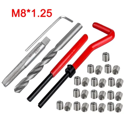 30PCS Metric Thread Repair Insert Kit M6 M8 Helicoil Car Pro Coil Tool Car Repair Tool Set Restoring Damaged Threads Spanner Wrench Twist Drill Bit