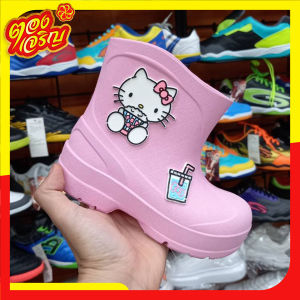 รองเท้าบูทกันน้ำ รองเท้าลายการ์ตูน KITTY ลิขสิทธิ์แท้ 100% มีป้ายห้อย ความสูง 14 เซนติเมตร พื้นยาง AIRBLOW นิ่ม เบา สบายเท้า กันลื่น