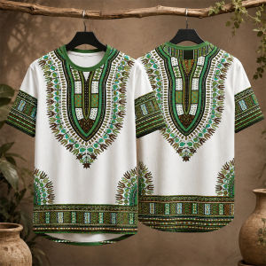 [Local Stock] HBESTY  3D Print Mens Ethnic T Shirt Short Sleeve Loose Breathable Casual Summer Tribal Pattern Streetwear Fashion Street Vintage Top