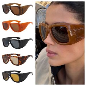 WININ Oversize Frame Square Sunglasses Square Lens Vintage Punk Sunglasses Fashion Stripe Design Hip Hop Sunglasses For Men Women
