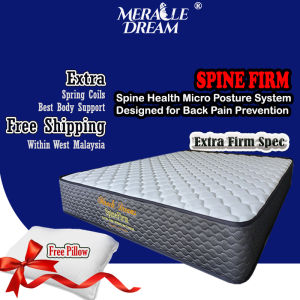 MERACLE DREAM MICRO POSTURE SPRING MATTRESS- SPINE FIRM TILAM-EXTRA FIRM HIGH VENTILATION 10" - Size SINGLE SUPER SINGLE QUEENKING