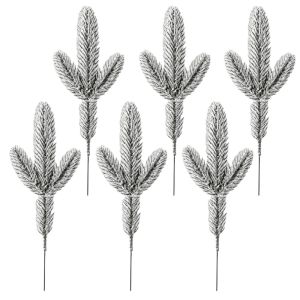 LUSIT Greenery Leaves Christmas Artificial Pine Branches Plastic Red Berries Fake Cedar Pine Lifelike DIY Faux Pine Home Decoration