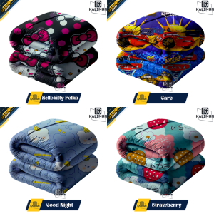 Bedcover 1 Set Lengkap 100x210 Selimut Motif Karakter Dan Polos Aesthetic