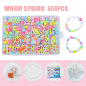 Bracelet Kit Set Handmade Acrylic Bead Toys Childrens Beading Toy DIY Ring Necklace Jewelry