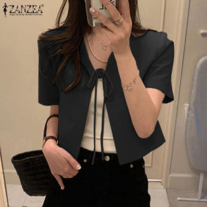 ZANZEA Korean Style Womens Temperament Lace-Up Suits Office Work Short Sleeve Blazer #10