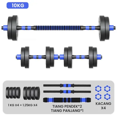 Dumbbell Set Kettlebell Barbell 10kg / Dumbel Kebugaran Latihan Kekuatan/Peralatan Fitness Barbel Set 20 Kg /Multifunctional 5 In1/Dumbell Set/Fitness Dengan