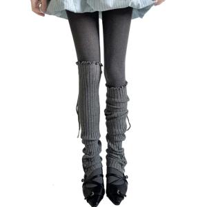 Womens Cô Gái Lolitas Ren Làm ấm chân Mùa Đông Dệt Kim Tất ống chân Goth Crochet Mắt Cá Chân Vớ cổ cao JK Chân Bìa