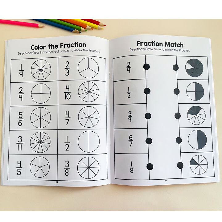 Math Workbook for Practicing Mathematics Fractions - 24 Pages, Ages 5 ...