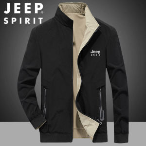 JEEP SPIRIT Mens Jacket New Mens Reversible Casual Jacket Mens Jacket Outdoor Thin Quick Drying Work Jacket