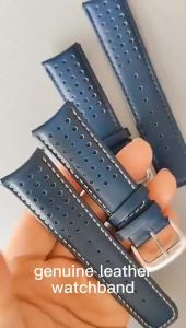 Breathable Genuine Leather Watch Strap for Citizen Blue Angels 22mm 23mm Hight Quality Double Colors Belt Bracelet Porous Sport Soft Watchband Curved End Wristband㏇X0421