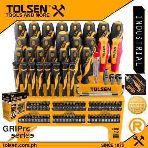 Tolsen 100PCS Magnetic Screwdriver Set w/ Precision Screw Bit VDE & Stand (Grip Pro Series) 20185