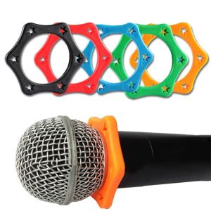 JEWELRG 2Pcs อุปกรณ์ DJ เคทีวี KTV กันการสั่นสะเทือน มือถือแบบมือถือ ป้องกันการตก กันกลิ้ง ปลอกก้านด้านล่าง ที่วางไมโครโฟน แหวนไมโครโฟน แหวนป้องกันไมค์