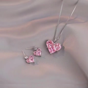 Tinh vi Zirconia Hoa Tai Hoa Vòng cổ với thiết kế trái tim phong cách phù hợp cho những dịp khác nhau