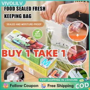 VIVOLILV Japan Original Thicken Transparent Fresh Keeping Bag Reusable Zip Food Storage Bags Waterproof Anti-cross Smell Storage Pouch
