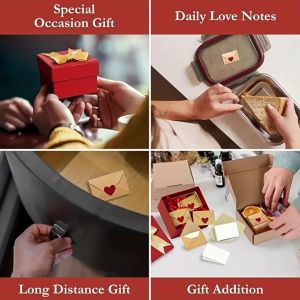WH MIOSHOP 30/60Pcs Mini Love Letters Envelope Set-DIY Love Notes Box-Envelope+Blank Mini Cards Pre-Written+Heart Stickers-Valentines Day Birthday Gift