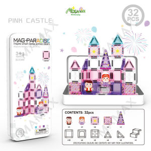 【SG Ready Stock】Themed Mini Magnetic Tiles Set 32/35Pcs★Portable Tin Box✅Travel Building Blocks✅STEM Educational Toy for Kids✅Boys/Girls Gift✅Birthday/Christmas Presents✅