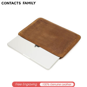 Genuine Leather Laptop Sleeve Case for NoteBook Pro 14.2/16.2 Inch 2021 Crazy Horse Leather Sleeve Cover Bag