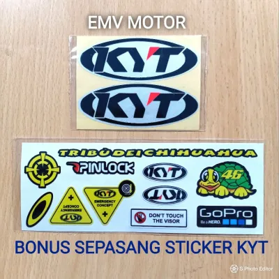 sticker visor helm KYT bonus sticker merek