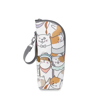 [SG Stock] Baby Infant Insulated Milk Bottle Holder Carrier Warmer Cooler with Strap [Little Gems] Breastmilk Pouch Thermal black Grey Cats