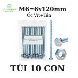 Bulong + tán 6ly (M6) Bù lon Bulon bắt tanpo biến áp [Túi 10 Con Kèm Tán] (Phi 6mm Dài 10cm 11cm 12cm)