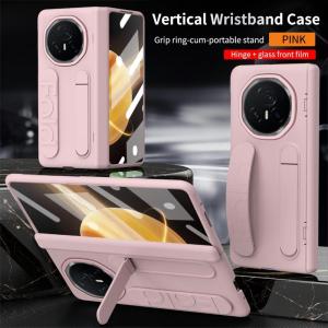 Case for Honor Magic V3 Wristband Bracket Folding Screen Phone Case Hinge All-inclusive Protection Front Screen HD Glass Film Skin Feeling Anti-fingerprint Shockproof Protective Case