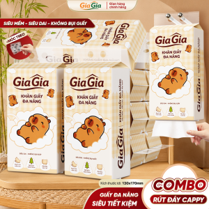 Giấy Rút Đa Năng Cappy Gia Gia 10 Bịch Giấy Rút Treo Tường Giấy Vệ Sinh 1.780 Lượt Rút Mềm Dai