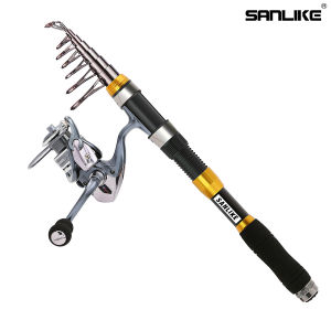 SANLIKE Fishing Rod and Reel Sets Telescopic Spinning Fishing Rod 5+1BB Reels Combos