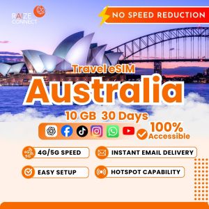 Australia eSIM | 5-20GB High Speed | 30 Days Data Plan | Raize Connect