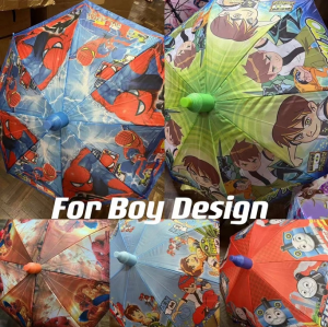 Big Size Character Design Non Dripping Umbrella Payong For Kids Rain Shine Gear With Built-in Plastic Organizer