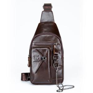 BULLCAPTAIN Genuine Leather Mens Chest Bag Shoulder Messenger Bags Chest Fashion Brand Multifunctional Mobile Phone Bags