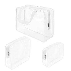 BEAUTYLADIES 1/3Pcs Portable Transparent Storage Bag Large Capacity Multi-purpose Cosmetic Bag Wash Bag Waterproof Design Travel Toiletry Organizer Home Organization