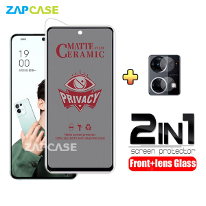 PAKET 2in1 Anti Gores Layar Privacy Oppo Reno 8 Pro 5G Free Tempered Glass Camera Lens