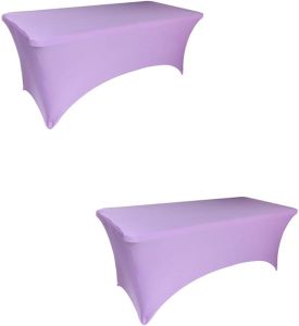 2pcs 6FT TableclothLight Purple Spandex Table Cover6ft Fitted Stretch Rectangular Table Cloth6 Foot Washable Table Protector for PartyWeddingBanquetFestivalChristmas