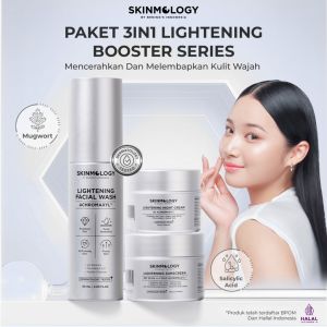 Skinmology 3IN1 Lightening Booster Series Mencerahkan Kulit Wajah Melembapkan Menyamarkan Noda Hitam