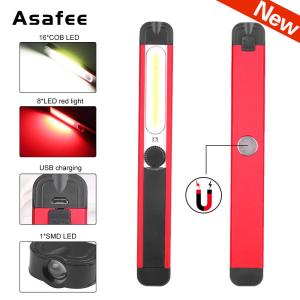 Asafee WL02 COB LED flashlight Red light working lantern USB Torch magnet repair lantern camping outdoor work light