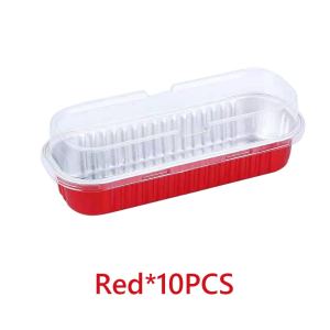 Colorful Aluminum Foil Baking Cake Box Rectangular Small Tin Cup Cheese Dessert Bread Packaging Cup with Lid