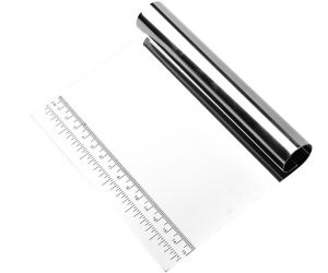 PRO DOUGH PASTRY SCRAPER CUTTER CHOPPER STAINLESS STEEL MIRROR POLISHED WITH MEASURING SCALE MULTIPURPOSE CAKE PIZZA CUTTER PASTRY BREAD SEPARATOR SCALE KNIFE