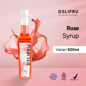 Rose Syrup Delifru 500 ml - Sirup Bunga Mawar Premium