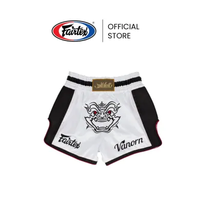 Fairtex กางเกงมวยไทย รุ่นพิเศษ BS1712 สี White กางเกงมวยผ้าไมโครซาติน ทรงเพรียว แถบยางยืด 6 แถว กระชับ กางเกงนักมวยสำหรับซ้อมหรือแข่งขัน
