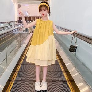 Dress Anak Perempuan Import Size Tanggung Rample Polos Simple Tanpa Lengan Kekinian