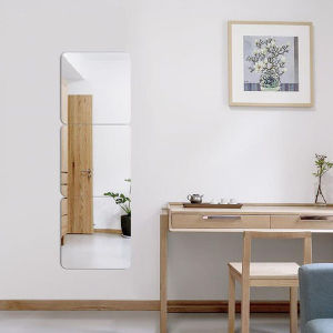 MIRROR 004- 4Pcs/Set Bathroom Mirror Decorative Wall Self Adhesive 22cmx22cm Mirror Wall Stickers Home Decor