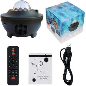 LED Star Night Light Wave Sky Starry Galaxy USB Voiceควบคุมเครื่องเล่นเพลงโคมไฟ โปรเจคเตอร์ดวงดาวบStar Night Light Built-in Bluetooth Speaker For Home Bedroom Decoration