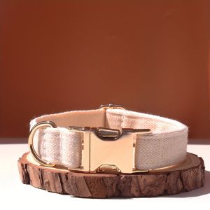 Thick Woolen AdjustableCollar with Engraving Dark Brown Dog Collar Bow Tie