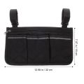 Black Wheelchair Side Pouch Portable Armrest Pouch 3 Pockets Wheelchair Side Bag For Wheelchair. 