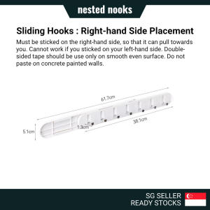 Sliding Push Pull Out Folding Hooks Compact Space Saving Rail Foldable Hook Organizer Retractable 7 Hooks Side Mount
