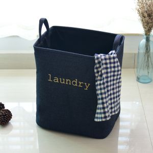 Premium Cotton Linen Laundry storage basket bedroom bathroom folding portable dirty cloth basket