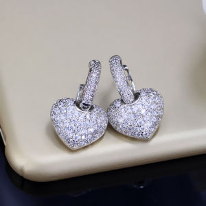 SEQUITO Delicate Women Jewelry Rose Gold Color Full Pave Round AAA Cubic Zircon Heart Pendant Banquet Drop Earrings Ear Accessories SE704