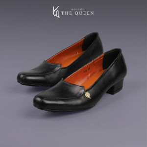 KQ Indonesia - Sepatu Pantopel Kulit Hak pendek Wanita K-936 - Black