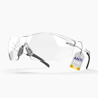 Classic Safety Glasses ANSI Z87.1 – Anti-Fog UV Impact & Scratch Resistant – Clear Wraparound for Work Pickleball Racquetball – No-Slip Nose Grip Black