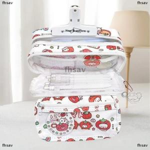 [COD] fhsav Cute Tomato Apple Cat Printed Pencil Bag Student Large Capacity Multi-layer Stationery Storage Bag Gift